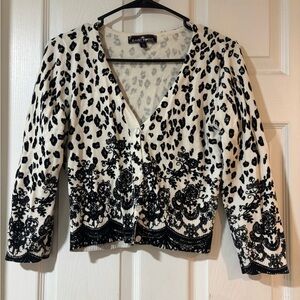 Almost Famous Black and White Patterned Cardigan
